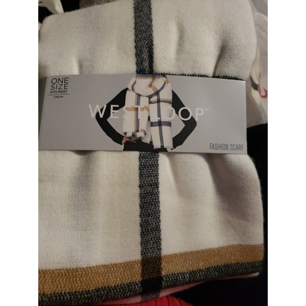 West Loop Fashion Winter Scarf Cream ~ 76.7" x 28.3" ~ NWT
